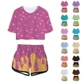 thumbnail image 1 of ibiyuan Women Jogging Suits 2 Piece Set Women's Casual Round Neck Shorts Suit Set Comfortable Spring Autumn Daily Outfit Wear, 1 of 3