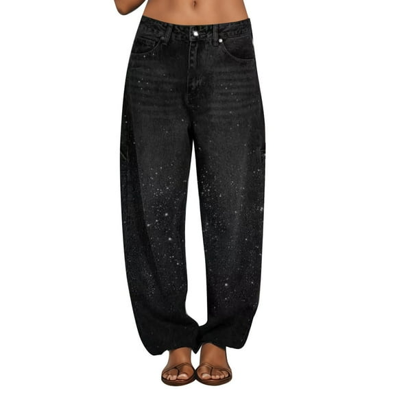 ibiyuan Women'S Jeans Women's New Spring Loose High Waisted Straight Leg Jeans,Black
