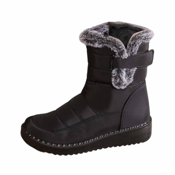 ibiyuan Women'S Snow Boots Winter Outdoor Boots For Cold Weather Thickened Warm Comfortable Footwear,Black