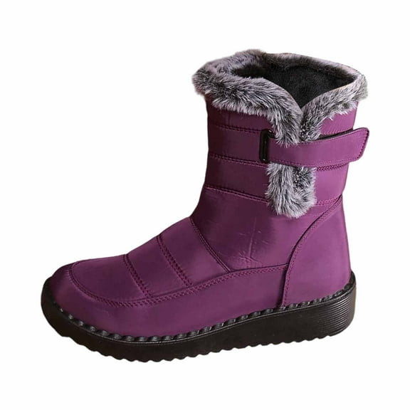 ibiyuan Women Winter Shoes Winter Outdoor Boots For Cold Weather Thickened Warm Comfortable Footwear,Purple
