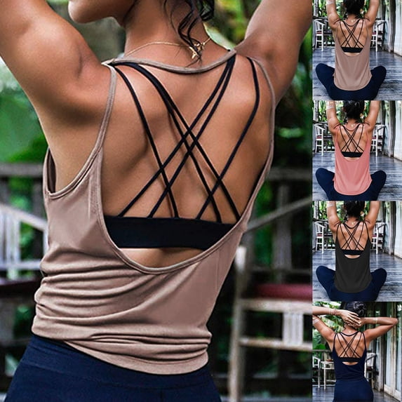 CAIXIA Women's Active Workout Tank Tops Racerback Sleeveless Athletic Tank Tops Scoop Neck T-Shirt Running Muscle Tank Yoga Shirts Lightweight Gym Clothes,Black