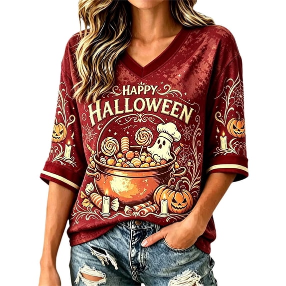 ibiyuan Women's Halloween Cat Print Sweatshirt, Cozy Long Sleeve Pullover Top, Cute Graphic Tee for Halloween Party Wear
