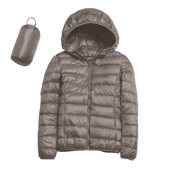 ibiyuan Women's Lightweight Down Jacket Hooded Windproof Short Puffer Coat Slim Fit Recycled Insulation