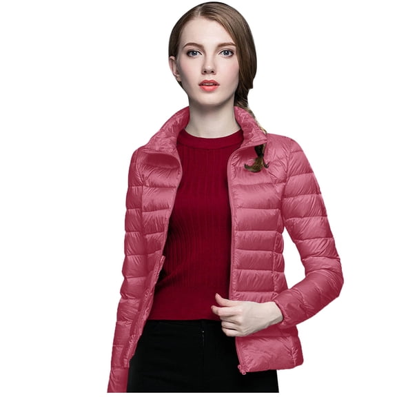 ibiyuan Women's Lightweight Down Jacket Windproof Short Puffer Coat Slim Fit Recycled Insulation Hooded Outerwear