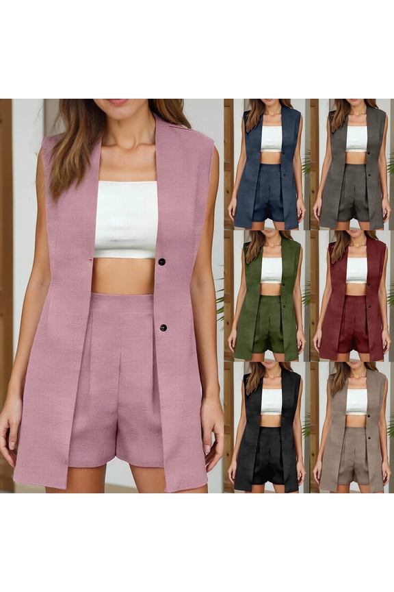 Womens 2 Piece Sets Elegant Women's Two Piece Shorts Suit Set Sleeveless Vest Top And Casual Bottoms For Versatile Outfits