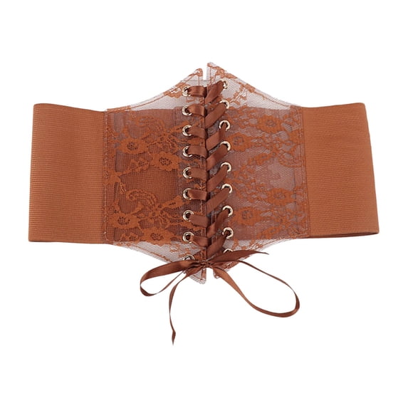 ibiyuan Womens Belts Fashionable Transparent Lace Stretch Belt Wide Elastic Waist Cincher Sash Band For Dresses