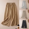 thumbnail image 1 of ibiyuan Womens Cropped Pants High Waist Palazzo Pants for Women Flowy Trousers Pants for Women Drawstring Women Lounge Pants Cropped Spring Summer Vacation Outfits, 1 of 5