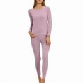 thumbnail image 1 of ibiyuan Womens Lined Thermal Base Layer Set â Long Sleeve Shirt Leggings for Cold Weather â Lounge Set for Women,Pink, 1 of 6