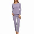 thumbnail image 1 of ibiyuan Womens Lined Thermal Base Layer Set â Long Sleeve Shirt Leggings for Cold Weather â Lounge Set for Women,Purple, 1 of 6