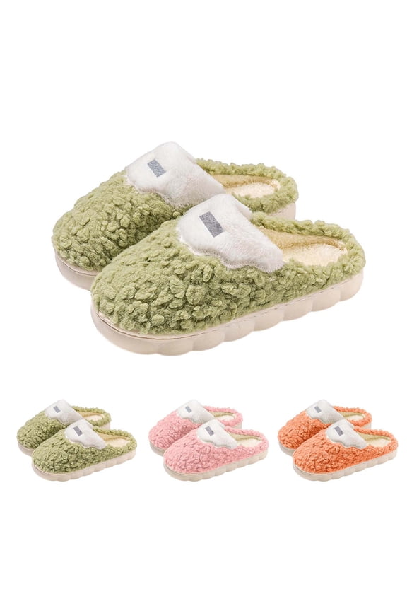 Funny Slippers for Women Non-Skid Lined Chenille Indoor/outdoor Winter House Shoes Closed Toe Memory Foam Soft Curly Full with Arch Support Bride Gifts