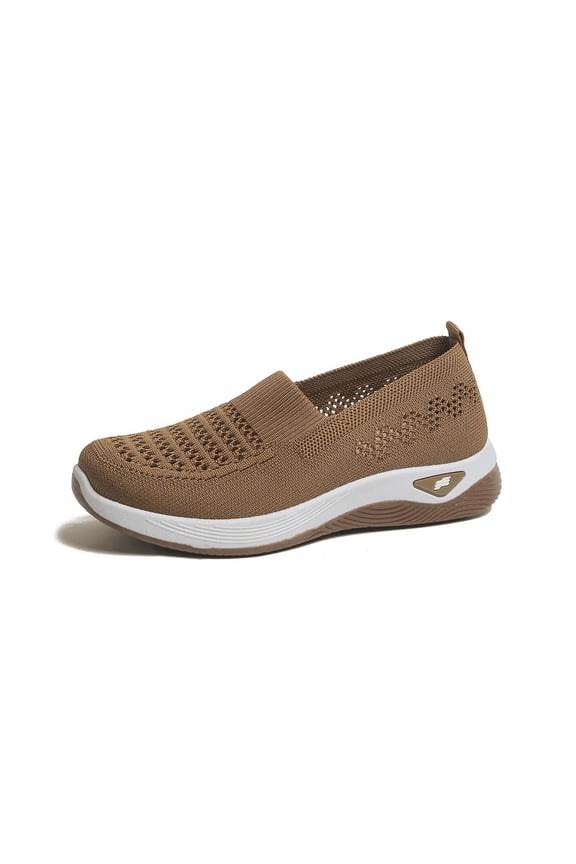 Womens Orthopedic Walking Shoes Closures Arch Support Women's Walking Shoes Knit Upper Embroidery Non- Sole Sneakers Women Classic Hands Free Mary Jane Flats Walking Tennis Shoes
