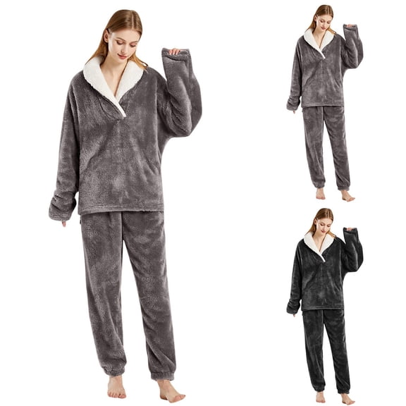ibiyuan Womens Pajamas Set Fluffy 2 Piece Pyjama Winter Pj Sets Lounge Cozy Fuzzy Pullover Pants Loungewear Sleepwear Ladies Pajamas Sets,Black