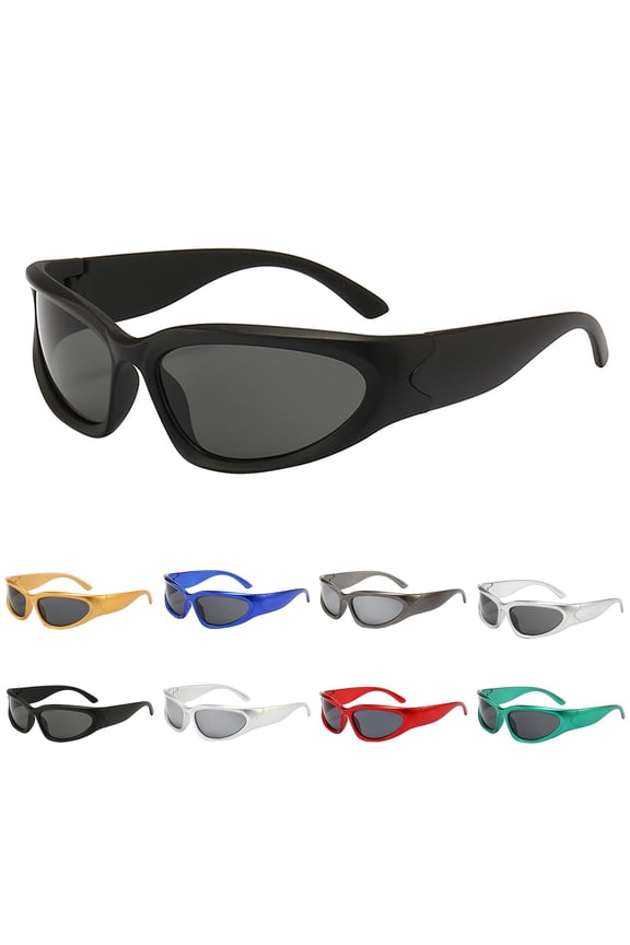 Womens Sunglasses Unisex Vintage Rectangle Wrap Around Sunglasses Mirrored Lens Cycling Sports Glasses For Women Men
