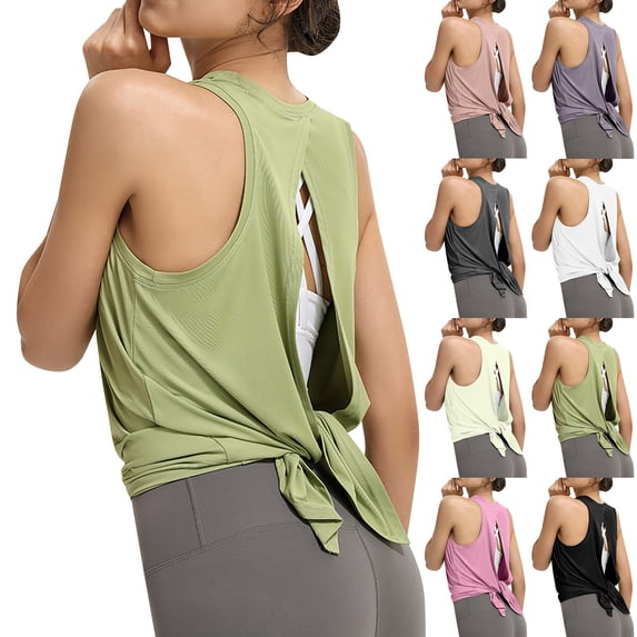 CAIXIA Womens Tank Tops Racerback Sleeveless Tank Tops for Women Crewneck Camisole Yoga Running Shirts for Women Stretch Racerback Breathable Tee,PK2