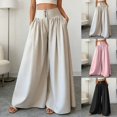 thumbnail image 1 of ibiyuan Womens Work Pants Wide Leg Palazzo Pants Plus Size Cropped Trousers Drawstring Cotton Lounge Pants Women with Pockets Vacation Outfits, 1 of 6
