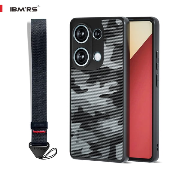 ibmrs For Redmi Note 13 Pro 4G Phone Case/Poco M6 Case, Translucent Shockproof Cover (Camo Black)