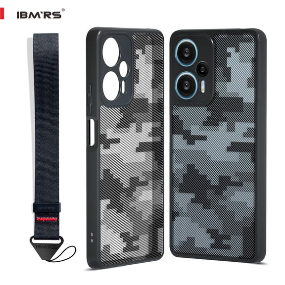 ibmrs Para redmi Nota 12 turbo/poco f5 Telefone case , Translucent Matte Back Slim Shockproof Phone Cover (Camo Black)