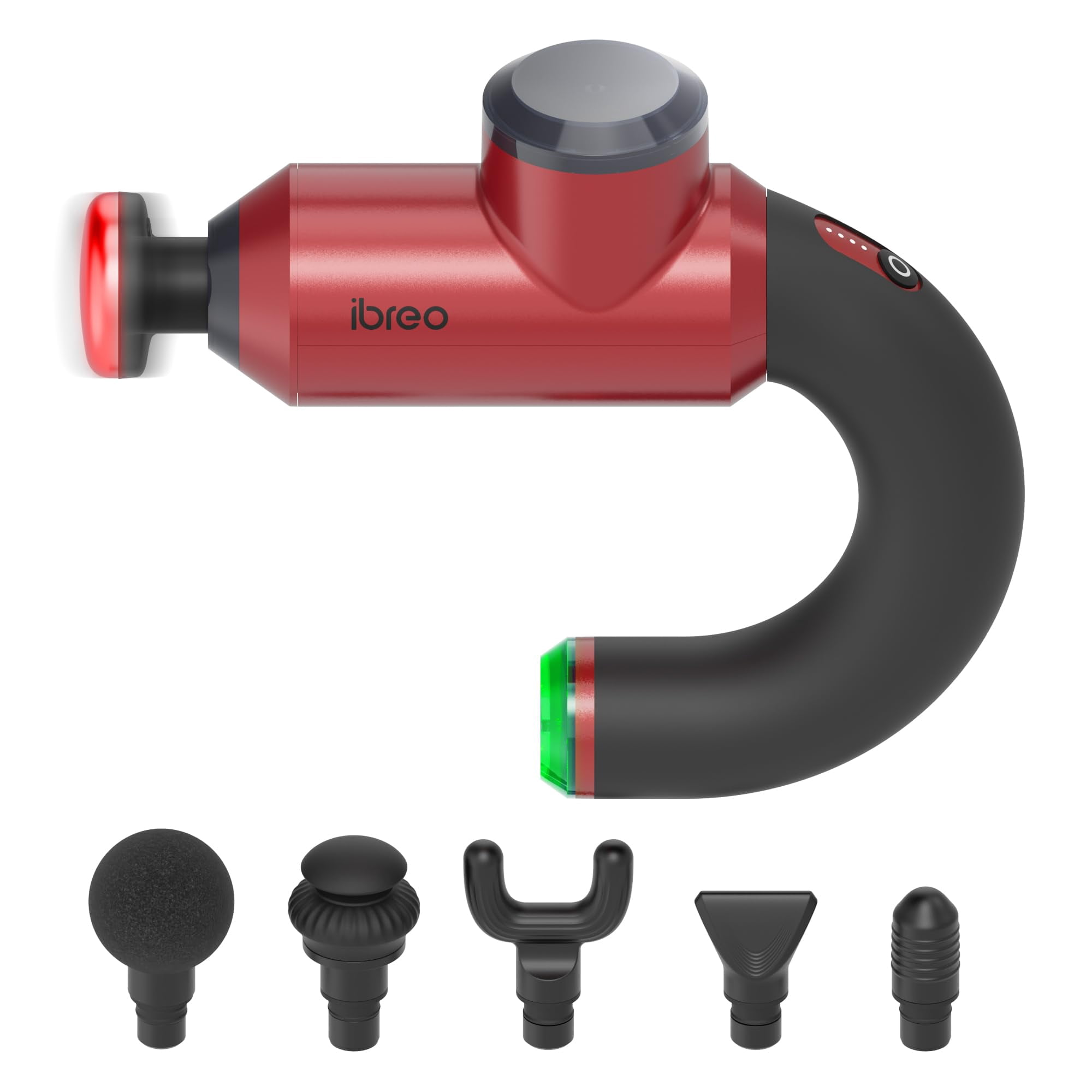 ibreo Massage Gun Deep Tissue with Heat, Professional Muscle Massager for Pain Relief, 4 Speeds and 6 Massage Heads Handheld Back and Neck Massager for Athletes Men Women Gift