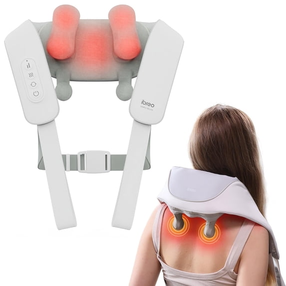 ibreo Cordless 6D Deep Tissue Kneading Neck & Shoulder Shiatsu Massager w/ Heat & Smart Memory, White