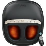 ibreo Shiatsu Foot Massager Machine with Heat, Deep Kneading, Air Compression, Vibration, Adjustable Pressure Auto Timer Remote Control, Black