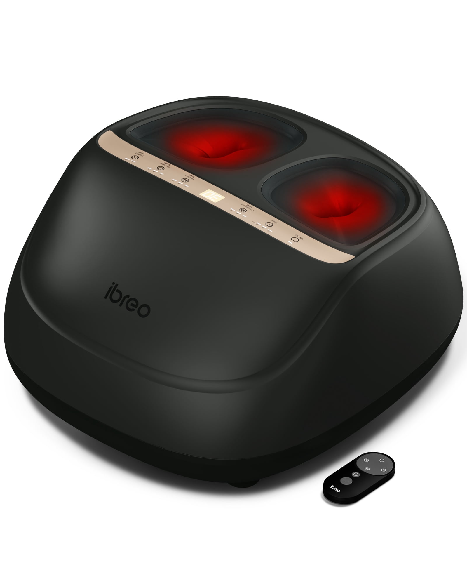 ibreo Shiatsu Foot Massager Machine with Heat, Deep Kneading, Air Compression, Vibration, Adjustable Pressure Auto Timer Remote Control, Black