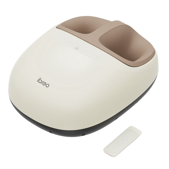 ibreo Foot Massager Machine with Heat, Deep Kneading, Air Compression, Remote Control for Plantar Fasciitis, Sore Feet & Pressure and Pain Relief, Creamy White