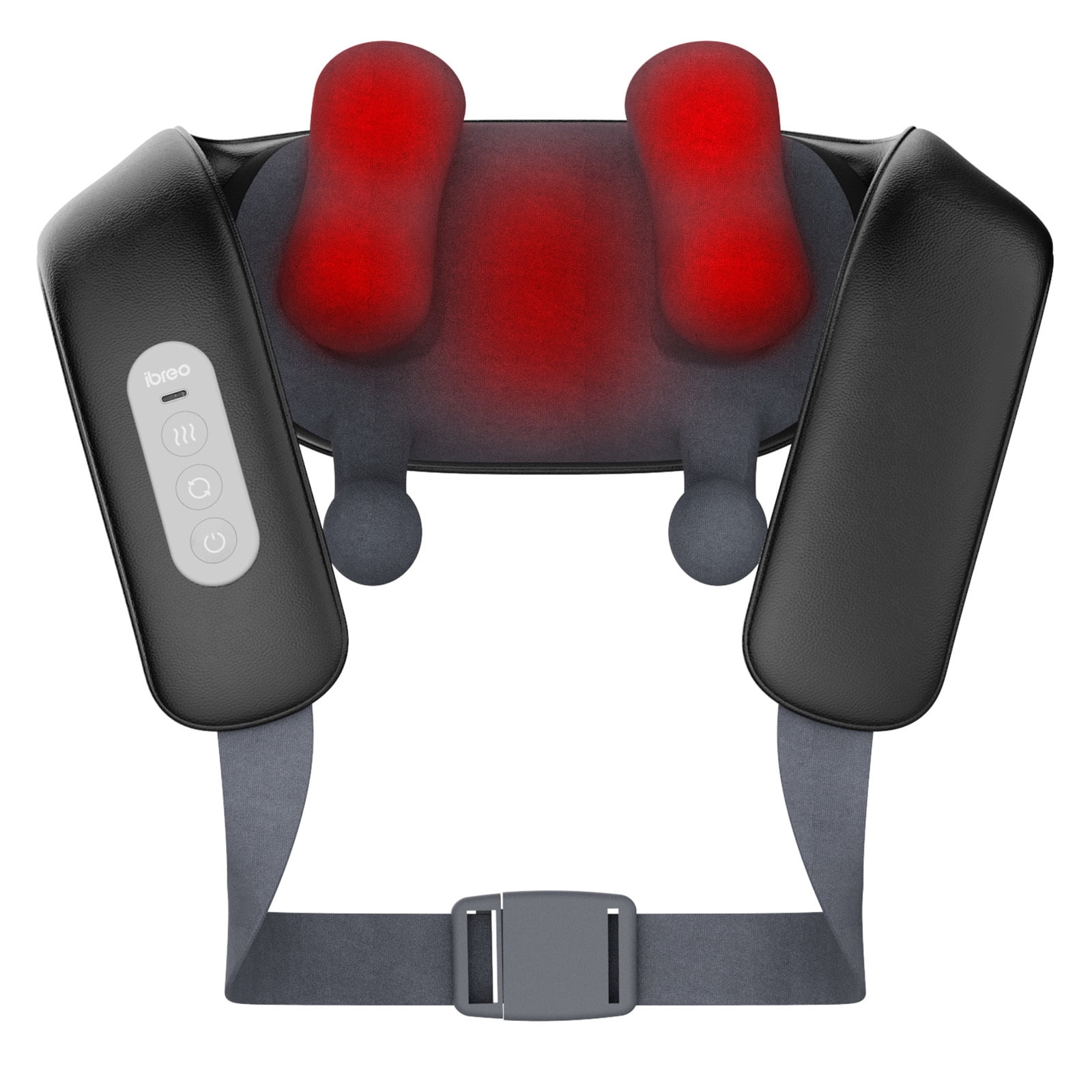 ibreo Cordless Shiatsu Neck and Back, Shoulder Massager with Heat, Massage Head Adjustable and 4 Massage Modes, 6D Kneading Deep Tissue for Pain Relief, Black