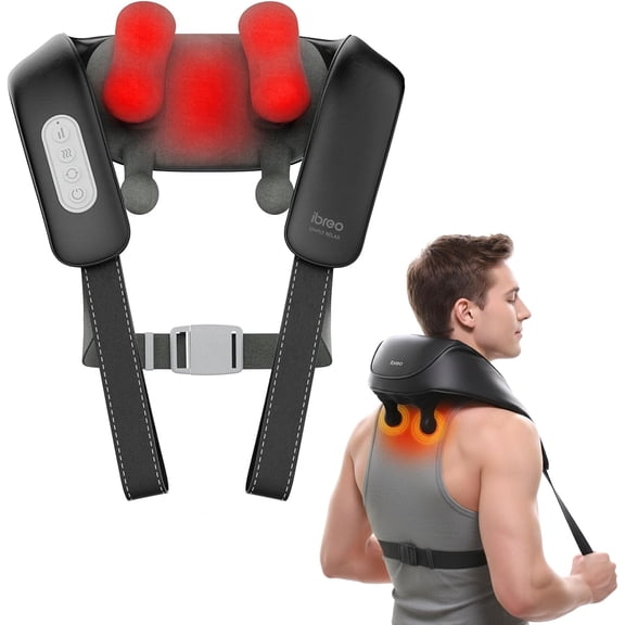 ibreo Shiatsu Neck and Back, Shoulder Massager with Heat, Scraping, 3 Massage Modes Adjustable, 3D Kneading Deep Tissue for Pain Relief (Neck S)