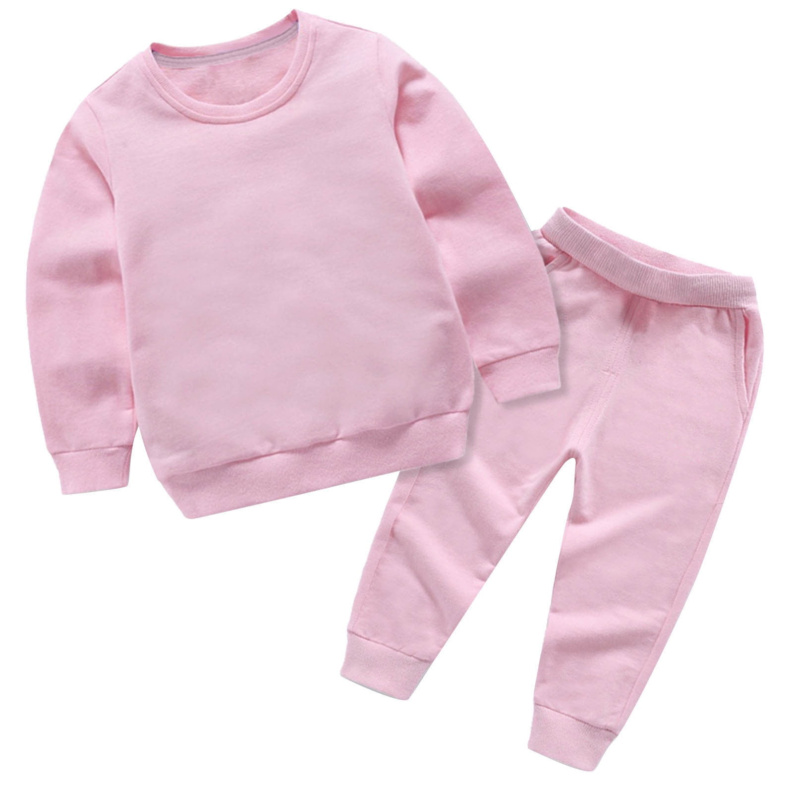 ibuvkizy 12Months-12Years Baby Girls Clothes Girls 2PCS Fall Winter Outfits,Toddler Baby Boys Girls Candy Color Solid Color Leggings Casual Kids Sports Pants Hoodies Set