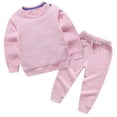 thumbnail image 1 of ibuvkizy 12Months-12Years Baby Girls Clothes Girls 2PCS Fall Winter Outfits,Toddler Baby Boys Girls Candy Color Solid Color Leggings Casual Kids Sports Pants Hoodies Set, 1 of 5