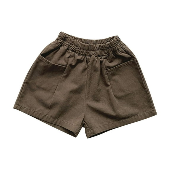ibuvkizy 2-8 Years Boys Girls Summer Shorts with Pockets!Children's Summer Solid Color Casual Shorts with Pockets Brown
