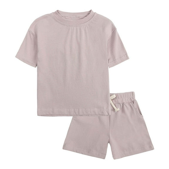 ibuvkizy Baby Girl Clothes Toddler Girl Short Clothing Sets,Kids Baby Boys Girls Fashion Cute Solid Color Short Sleeve Shorts Cotton Casual Suit,Summer Casual Top Tee Shirts,Gifts for Her