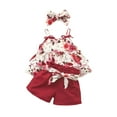 thumbnail image 1 of ibuvkizy Baby Girl Clothes Toddler Girl Short Clothing Sets,Toddler Baby Girls Sling Bow Shorts Flower Print Cute Cotton Three-piece Set,Summer Casual Top Tee Shirts,Gifts for Her, 1 of 8