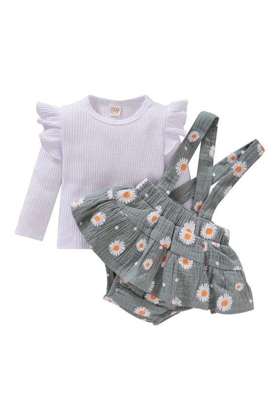 Baby Girl Clothes Toddler Girl Short Clothing Sets,Winter Baby Girls Baby Girl Long Sleeved Blouse Flower Pattern Suspender Skirt Suit,Casual Top Tee Shirts,Gifts for Her