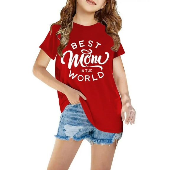 ibuvkizy Baby Girl Clothes Graphic Round Neck Crop Top Girls Short-Sleeve T-Shirt Tops