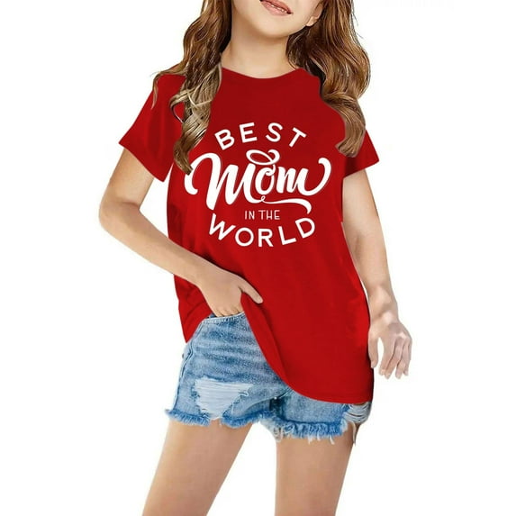 ibuvkizy Baby Girl Clothes Graphic Round Neck Crop Top Girls Short-Sleeve T-Shirt Tops