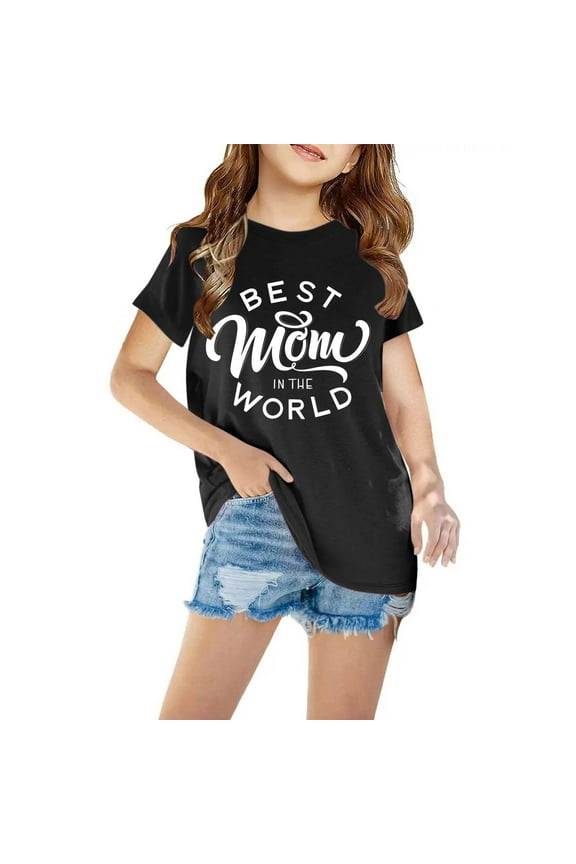 Baby Girl Clothes Graphic Round Neck Crop Top Girls Short-Sleeve T-Shirt Tops