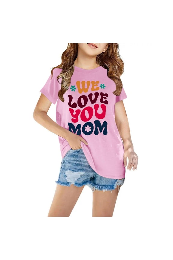 Baby Girl Clothes Graphic Round Neck Crop Top Girls Short-Sleeve T-Shirt Tops