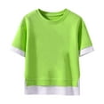 thumbnail image 1 of ibuvkizy Baby Girl Clothes Middle and Big Children Solid Color Summer Cotton Tops Girls Round Neck Short Girls Short-Sleeve T-Shirt Tops, 1 of 3