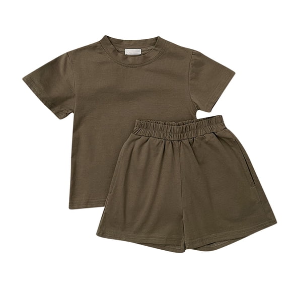 ibuvkizy Baby Girl Clothes Toddler Girl Short Clothing Sets,Children Solid Color Short Sleeve Round-Neck Blouses T-shirt Sets,Summer Casual Top Tee Shirts,Gifts for Her