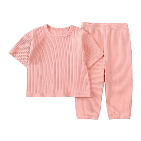 ibuvkizy Baby Girl Clothes Toddler Girl Short Clothing Sets,Fashion Girls' Casual Short Sleeve Tops Round Neck Collar Botton Solid Long Pants Sets,Summer Casual Top Tee Shirts,Gifts for Her