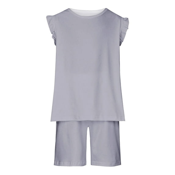 ibuvkizy Baby Girl Clothes Toddler Girl Short Clothing Sets,Toddler Baby Girl Comfortable Color Sleeveless Cotton T-shirt Shorts Set,Summer Casual Top Tee Shirts,Gifts for Her