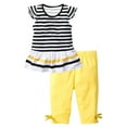 thumbnail image 1 of ibuvkizy Baby Girls Summer Clothes Casual Clothing Suit Short Sleeve Striped T-Shirt +Pants,Fashion Girls' Short Sleeve Tops Round Neck Collar Botton Printed Sets,Baby Girl Clothes, 1 of 5