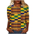 thumbnail image 1 of ibuvkizy Black History Month Shirts for Women 3/4 Length Sleeve Tops,Women's Fashion Printed T-shirt 3/4 Sleeves Blouse Round Neck Casual Tops,Yellow,S, 1 of 5