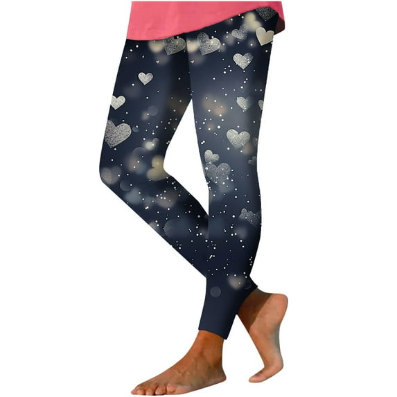 ibuvkizy Black Leggings for Women Yoga Pants,Women's Fashionable Heart Printed Elastic Leggings Yoga Casual Pants Multicolor,S