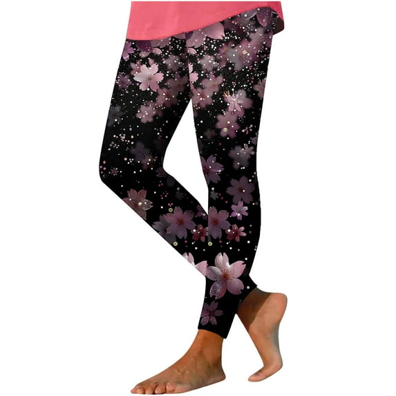 ibuvkizy Black Leggings for Women Yoga Pants,Women's Fashionable Printed Elastic Leggings Yoga Casual Pants Multicolor,S