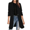thumbnail image 1 of ibuvkizy Blazers for Women Open Front Cardigan Blazer Fashion Casual Long Sleeve Solid Color Coat with Pockets Loose Business Suit Blouse Outerwear, 1 of 5