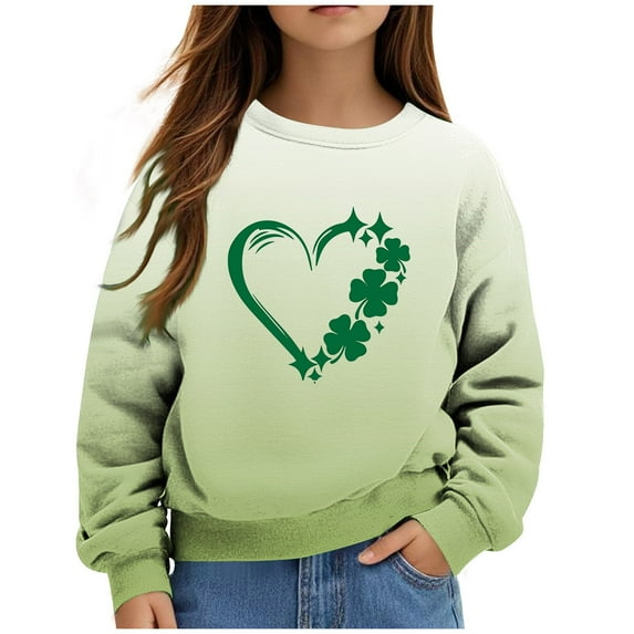 ibuvkizy Boys Girls St. Patrick's Day Sweatshirt,Children's Shirt Long Sleeved Pattern T-shirt Printed Round Neck Top Suitable for Boys and Girls Hoodless Sweatshirts Khaki,2-3 Years