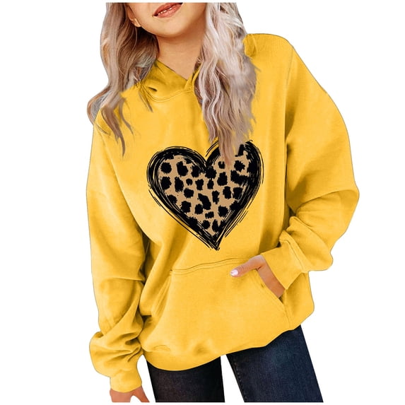 ibuvkizy Boys Girls Valentine Hoodies!Children's Hoodie with Long Sleeved Round Neck Hooded Top Suitable for Sports Hoodies of Boys and Girls All Ages Yellow,3 Years