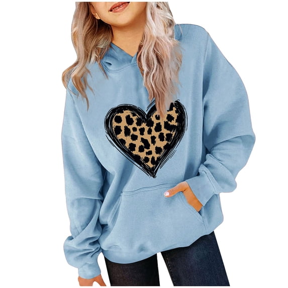 ibuvkizy Boys Girls Valentine Hoodies!Children's Hoodie with Long Sleeved Round Neck Hooded Top Suitable for Sports Hoodies of Boys and Girls All Ages Blue,7 Years